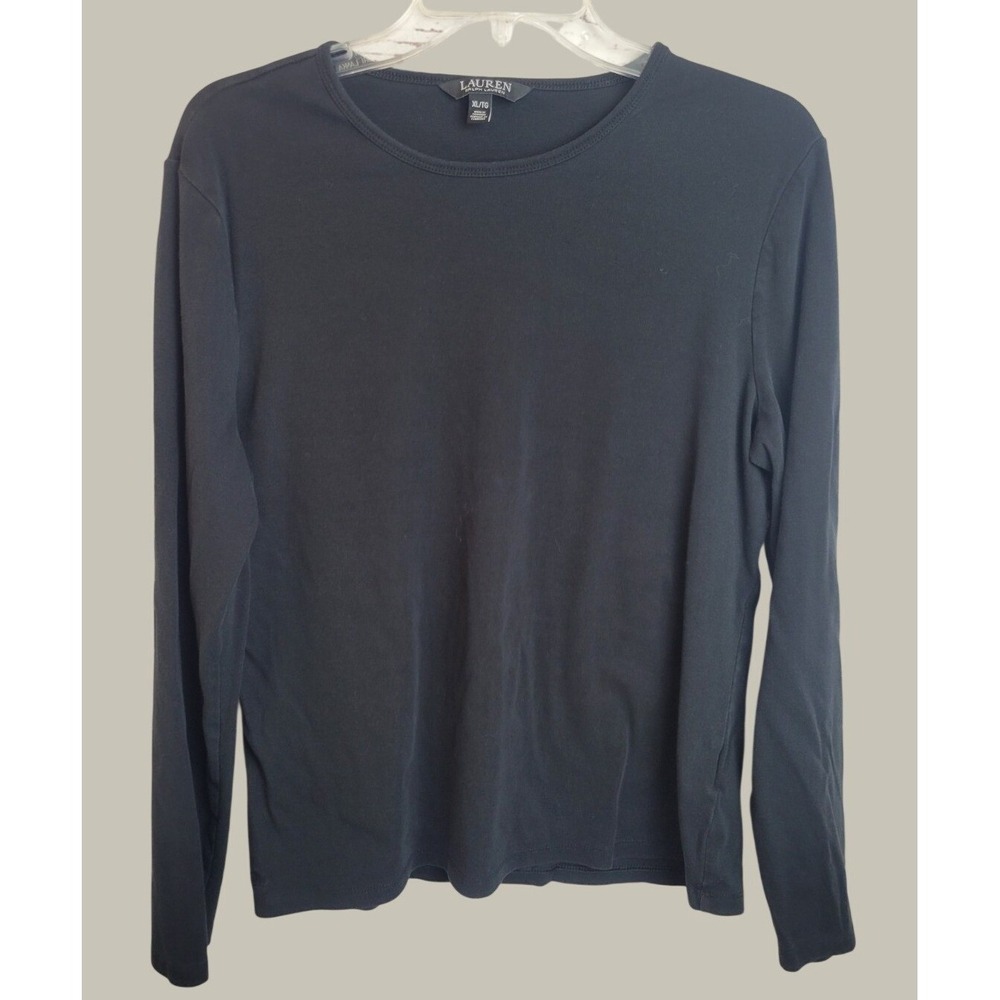 Lauren Ralph Lauren Long Sleeve T-Shirt Minimalist Classic Crew Neck Black XL